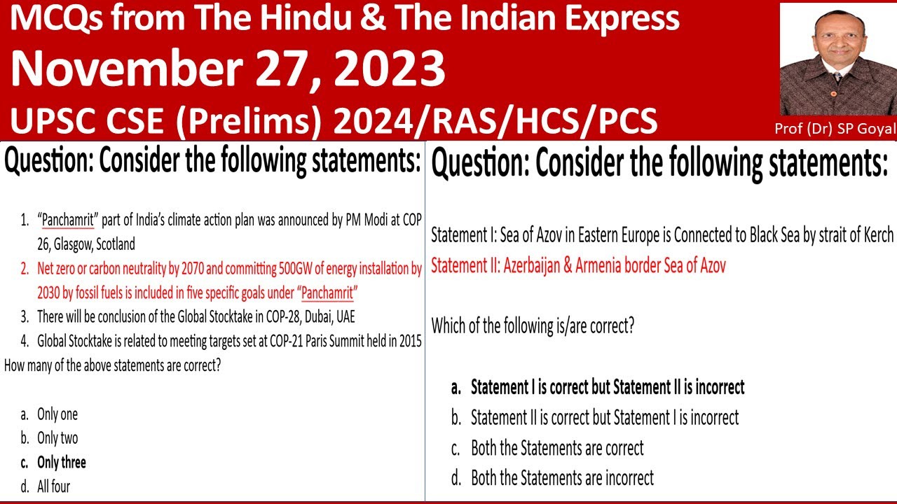 UPSC Prelims 2024 || MCQs || Current Affairs || The Hindu & The Indian ...