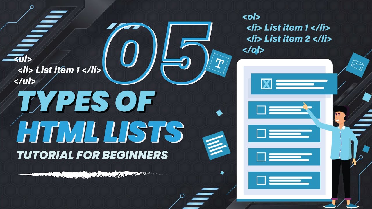 HTML Tutorial for Beginners - 05 - Types of Html Lists - YouTube
