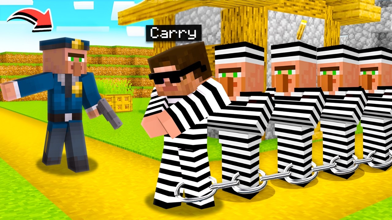 I GOT ARRESTED WITH VILLAGERS IN THE MINECRAFT VILLAGE 😮