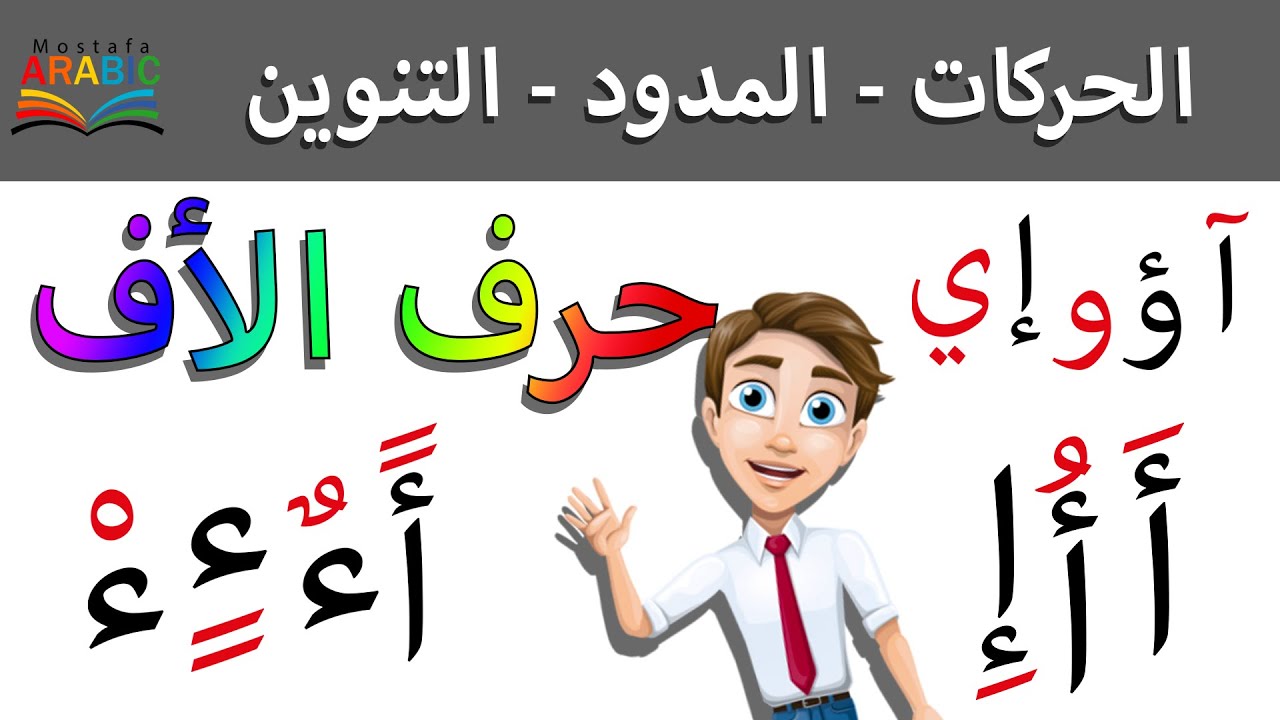 الحروف العربية - حرف الالف بالحركات ، المدود و التنوين مع النطق - (ا ...