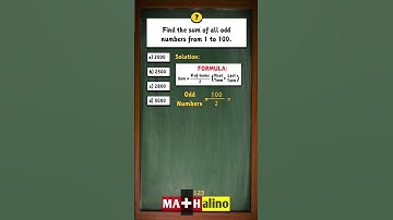Find the Sum of All Odd Numbers from 1 to 100 | Math Shortcut for Exams