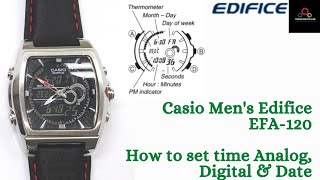 Casio Edifice EFA-120 time settings Analog&Digital with review | TrendWatchLab | Casio Edifice