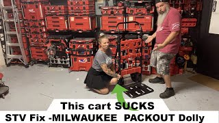 Milwaukee Tool PACKOUT 2Wheel Cart /Dolly HAS A MAJOR PROBLEM  STV MOD / FIX  48228415 !Giveaway!