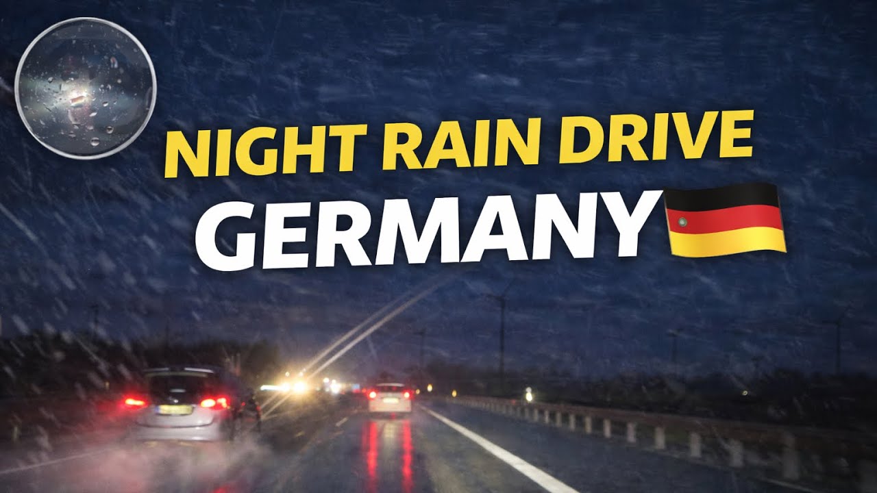Driving Through Heavy Rain at Night in Germany | Highway POV 4K
