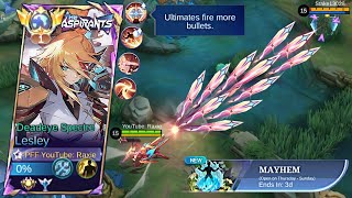 WHEN LESLEY NEW ASPIRANTS SKIN USE IN MAYHEM MODE!!😍✨ - (LESLEY 1 ULTI = 1KILL) MAYHEM GAMEPLAY MLBB