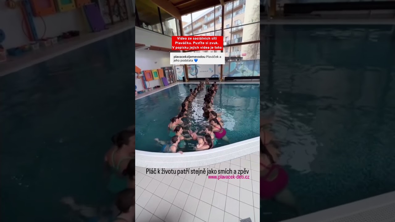Plačící, asi by se dalo říci přímo řvoucí dítě plující bezmocně mezi ženami v Plaváčku