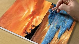 Sunset Seascape Painting / Acrylic Painting for Beginners