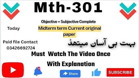 Mth301 current paper solution __ Mth201 current paper solution__ midterm current paper with