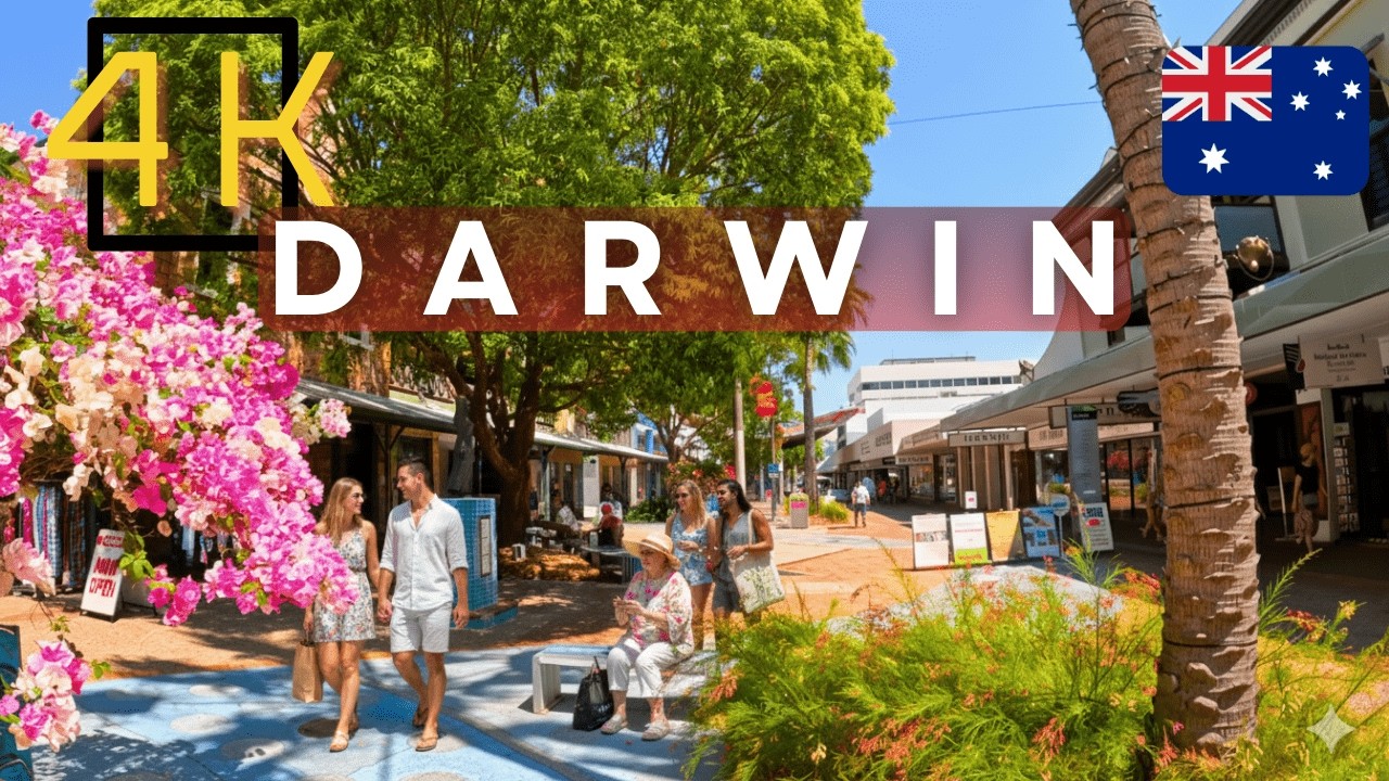 Darwin CBD Walking Tour (4K) | Dry Season | Northern Territory, Australia 🇦🇺