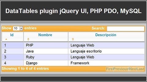 DataTables Plugin con jQuery UI, PHP PDO y MySQL