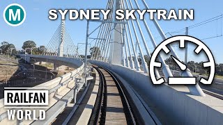 Skytrain with speedometer and doors closing | Bella Vista - Tallawong | Sydney Metro Northwest