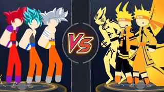 Stickman Warriors All Goku Transformation Vs All Naruto Transformation