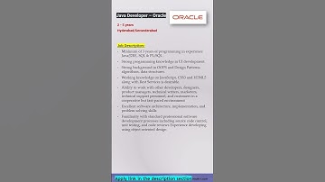 Oracle | Java Developer | Hyderabad| Full Stack, J2EE, SQL, Design Patterns, REST #shorts #ytshorts