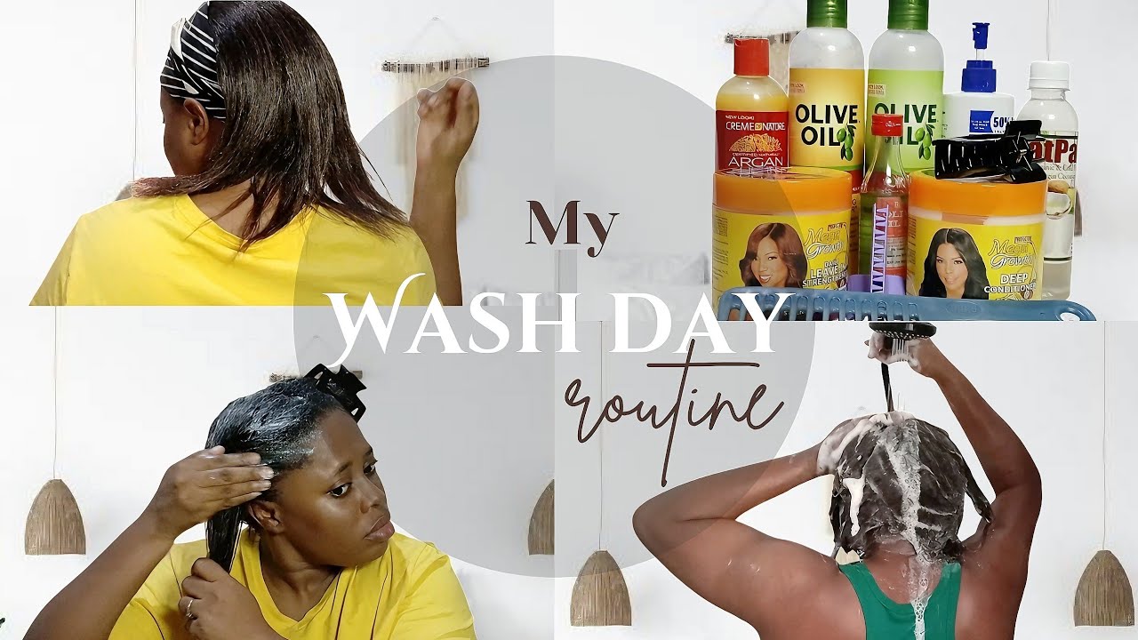 My relaxed hair wash day routine for length retention # ...