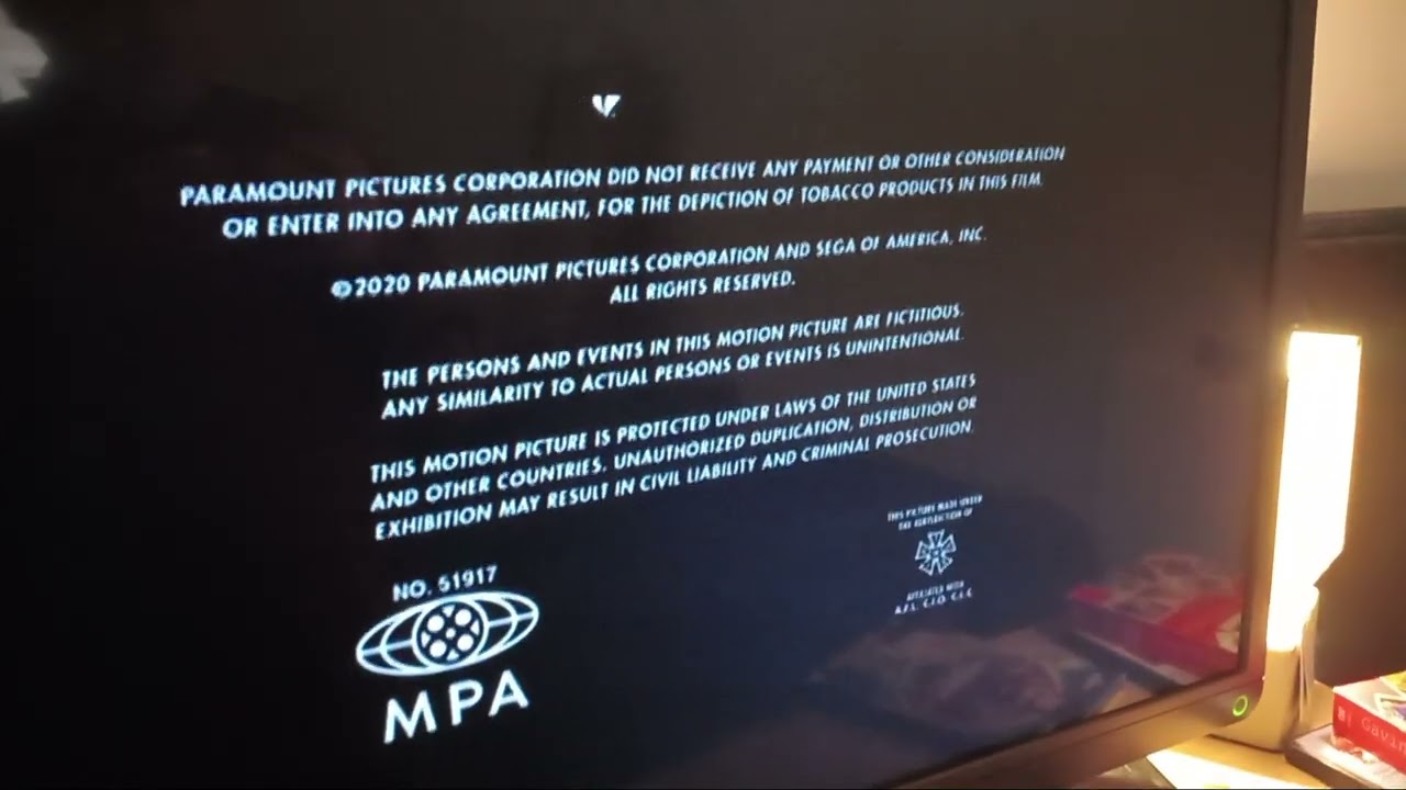 Closing to Sonic the hedgehog 2020 UK DVD 