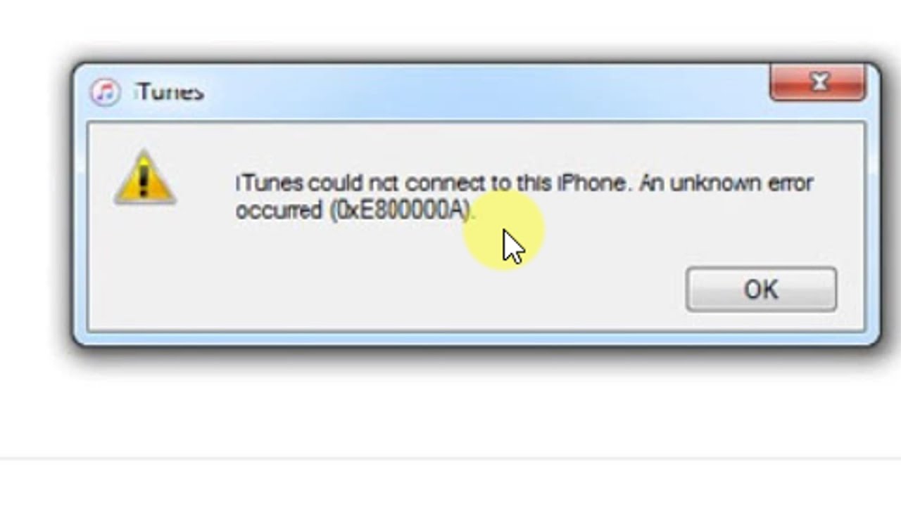 itunes cannot connect to iphone unknown error 0xe80000a