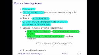 L20: Introducing Reinforcement Learning and the Passive ADP Algorithm