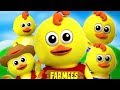 pięć małych kurcząt | Nursery Rhyme | Five Little Chicks | Farmees Polish | Piosenki Dla Dzieci