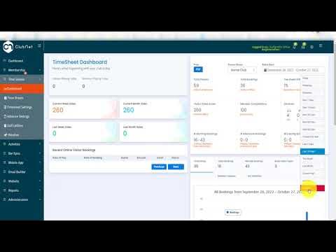 Clubnet back office v2 teesheet dashboard