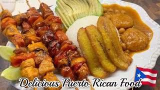 🇵🇷 Puerto Rican Food: Chicken Kabobs, White Rice, Sweet Plantains, Garbanzo Beans/ VERY DELICIOUS 🇵🇷 screenshot 5