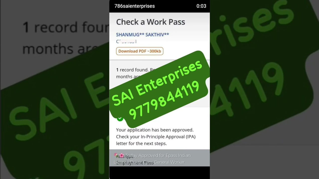 EPASS APPROVED FOR SOUTH INDIAN DRIVER 