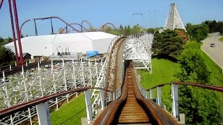 American Eagle (blue side) front seat on-ride HD POV Six Flags Great America