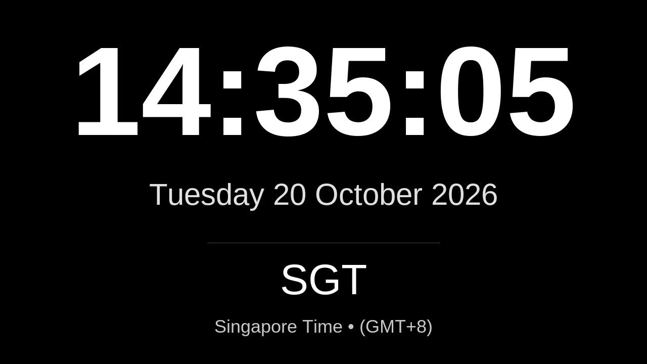 🕒 LIVE: SGT Clock | Current Time in Singapore Time (SGT) - Singapore ...