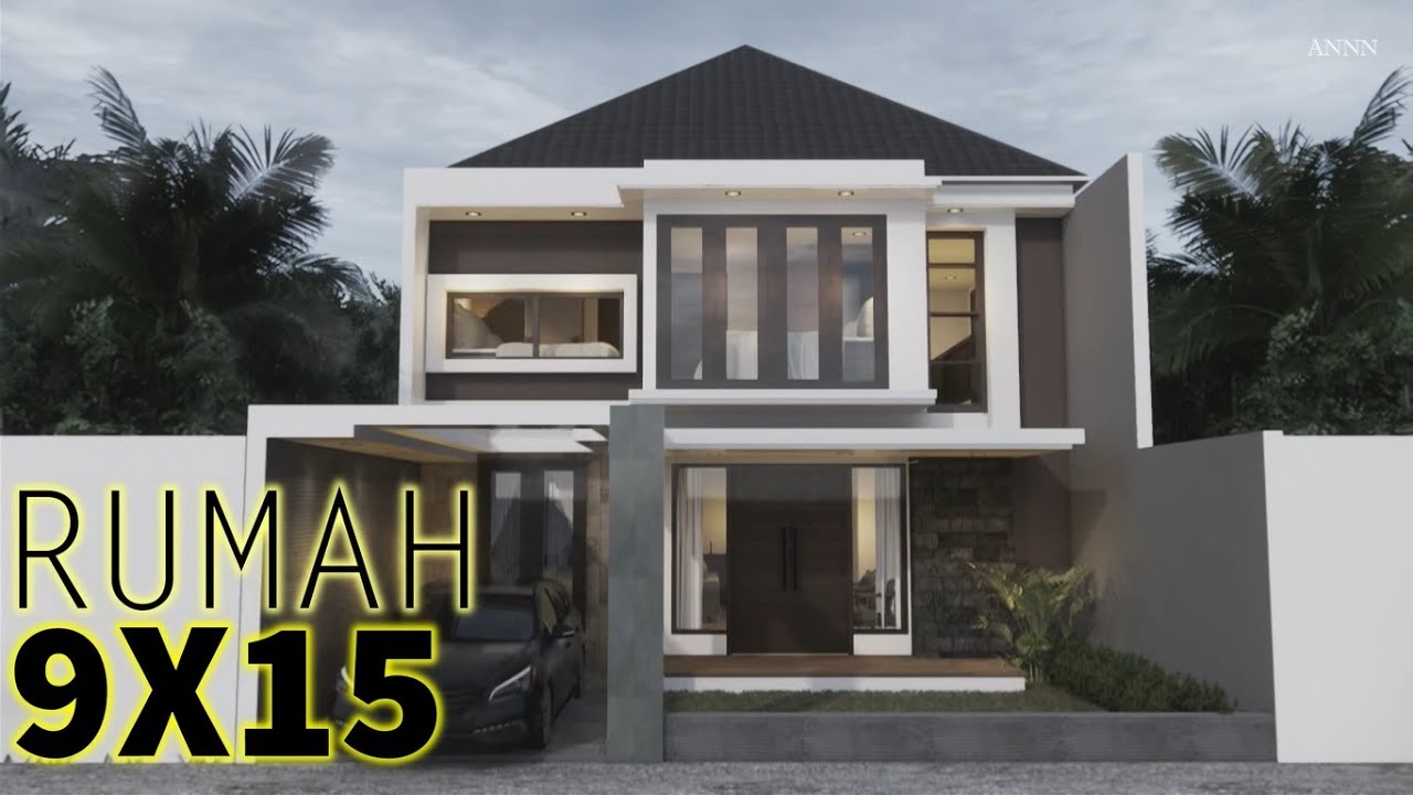  Rumah  9x15 Modern Tropical 2Lantai Dengan 5Kamar Tidur 