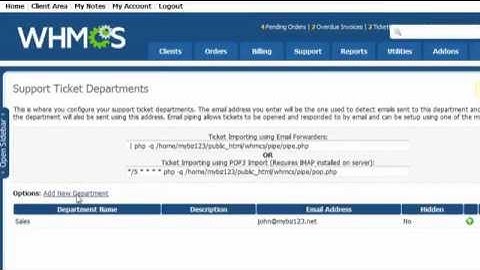 7 - How to set up your support departments in WHMCS