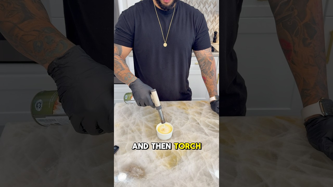 The moment of truth… Crack! 🔥 Who else loves crème brûlée? 