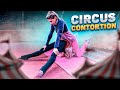 Contortion Training in the Circus. Flexibility Exercise. Two Contortionist.
