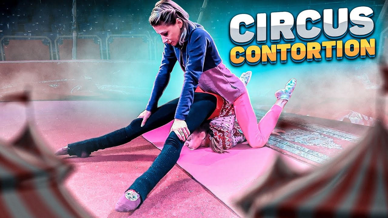 Contortion Training in the Circus. Flexibility Exercise. Two