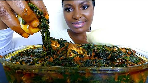 Cook and Eat With Me/ 5 minutes spinach soup And How to make fufu/ Nigerian food mukbang