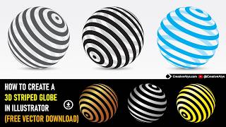 How to Make a 3D Striped Globe in Illustrator (Easy Logo Trick) + Free Download