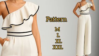 How to Draft an Elegant One-Shoulder Jumpsuit Pattern ✂️| Full Tutorial + Pro Tips🧵🪡