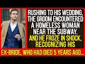 Rushing to his wedding the groom encountered a homeless woman near the subway