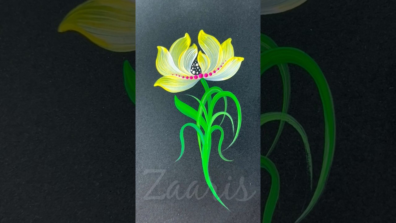 Beautiful YELLOW FLOWER painting using acrylic paints & simple round brush strokes 🖌️🎨