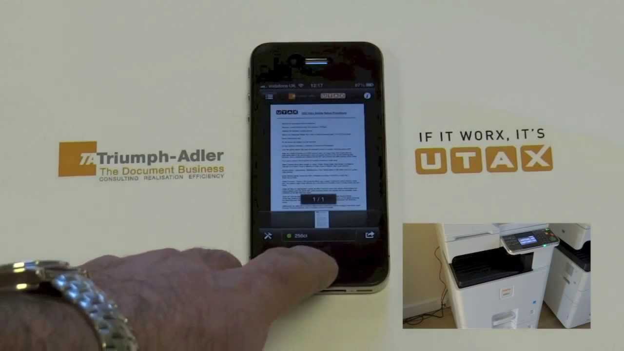 iPhone Document Printing with the TA/ UTAX Mobile Print App - YouTube