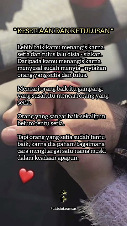 Kesetiaan dan Ketulusan @puisicintaomsus #shorts
