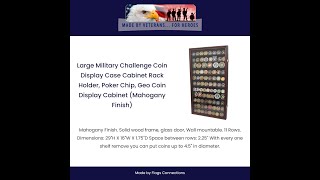Large Military Challenge Coin Display Case Cabinet Rack Holder, Poker Chip, Geo Coin Display Cabinet