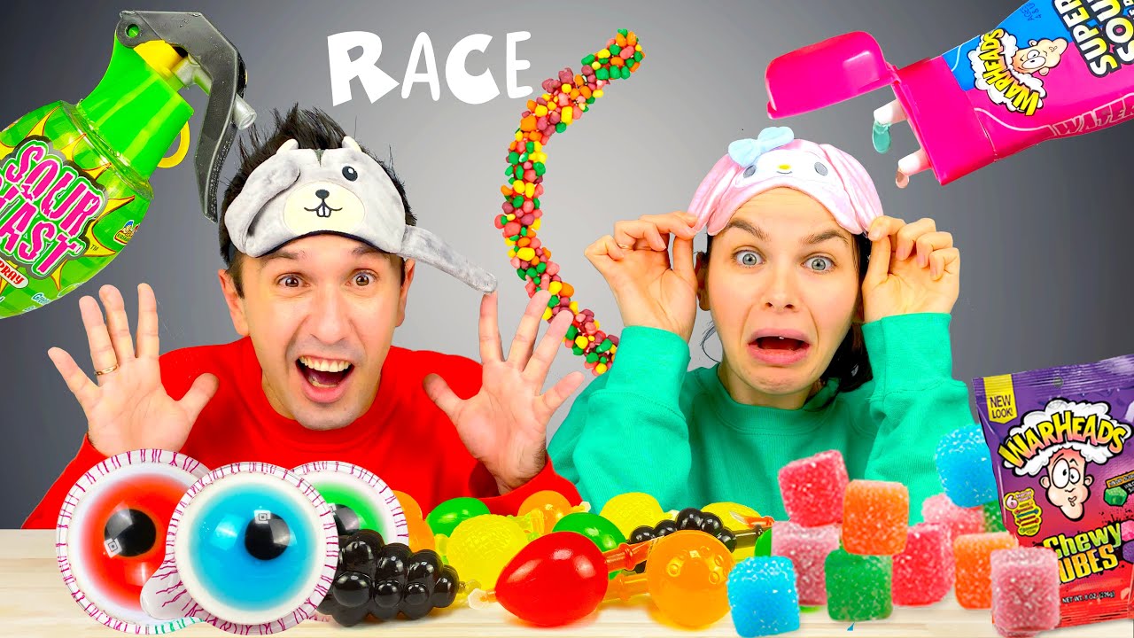 Mukbang Sour Candy RACE Challenges Most popular SOUR CANDY by BANANA