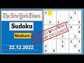 New York Times  Medium Level  Sudoku  Dec 22, 2022 -  Step By Step Solution