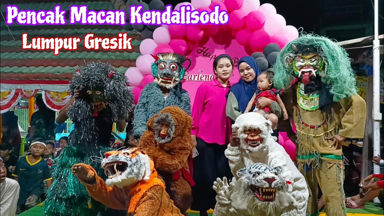 PENCAK MACAN  KENDALISODO LUMPUR GRESIK, DUEL MAUT MONYET & MACAN di Acara Ultah Earlena & Earlita