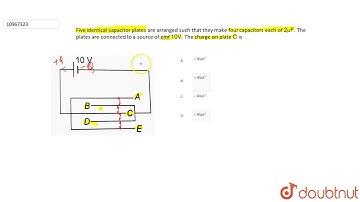 Five identical capacitor plates are arranged such that they make four capacitors each of `2muF.`...