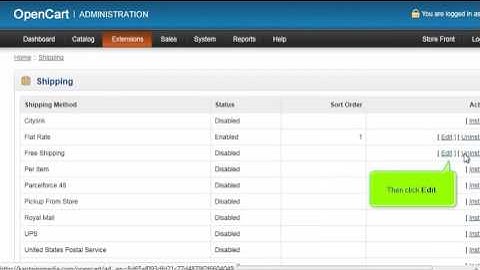 How to configure shipping methods in OpenCart