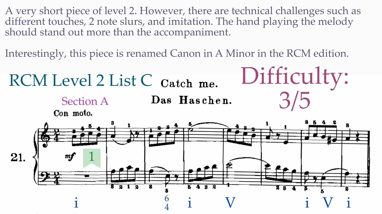 Canon in A Minor | Cornelius Gurlitt || Level 2 | List C | RCM | Piano