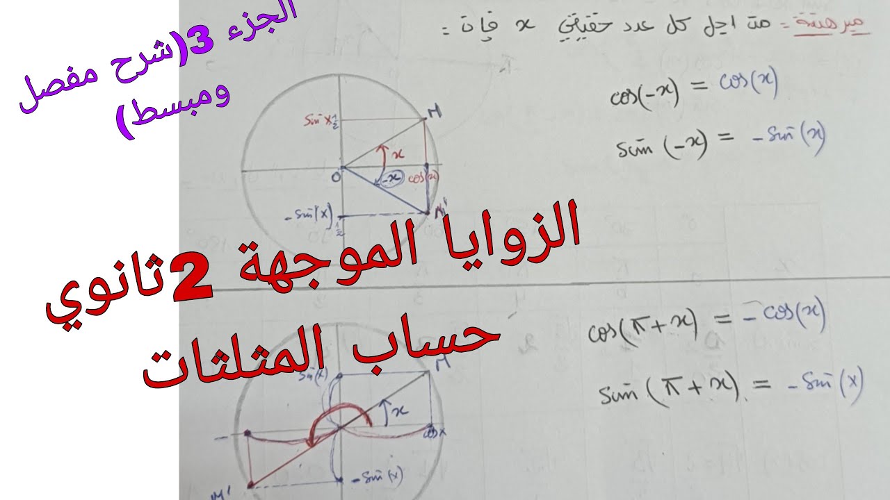 الزوايا الموجهة 2ثانوي الجزء 3: حساب المثلثات