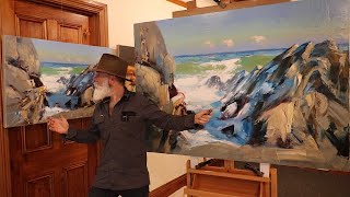 How I PAINT a LARGE Seascape from a Smaller One! Using a GRID.