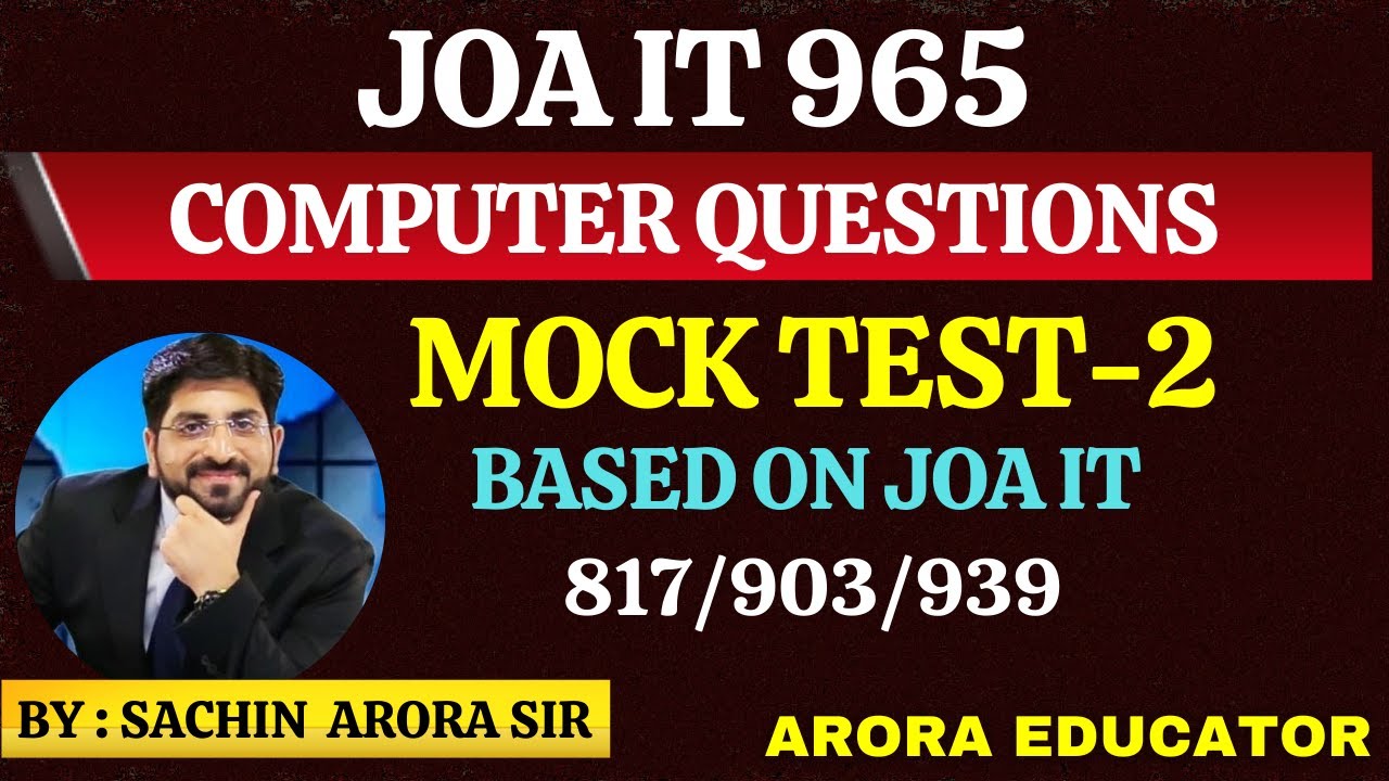 JOA IT 965 Computer Questions | JOA IT 965 Preparation | JOA IT 965 ...
