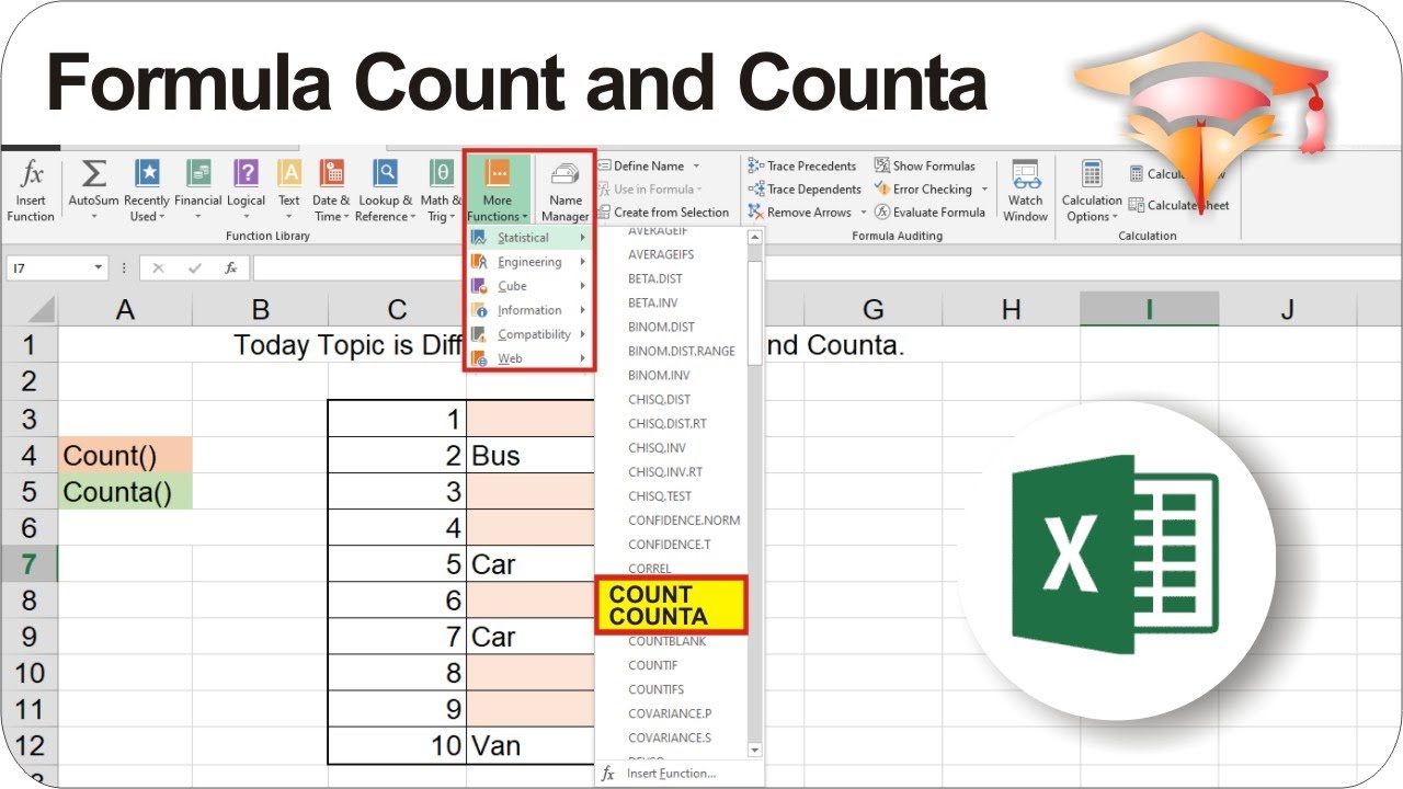 Count and Counta Formulas in Excel | The Beginner's Guide to Excel ...